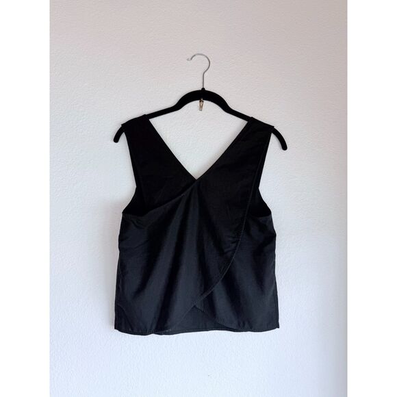 NWT Madewell Linen-Blend Cross-Back Sleeveless Top in True Black Size 0 - Picture 8 of 13